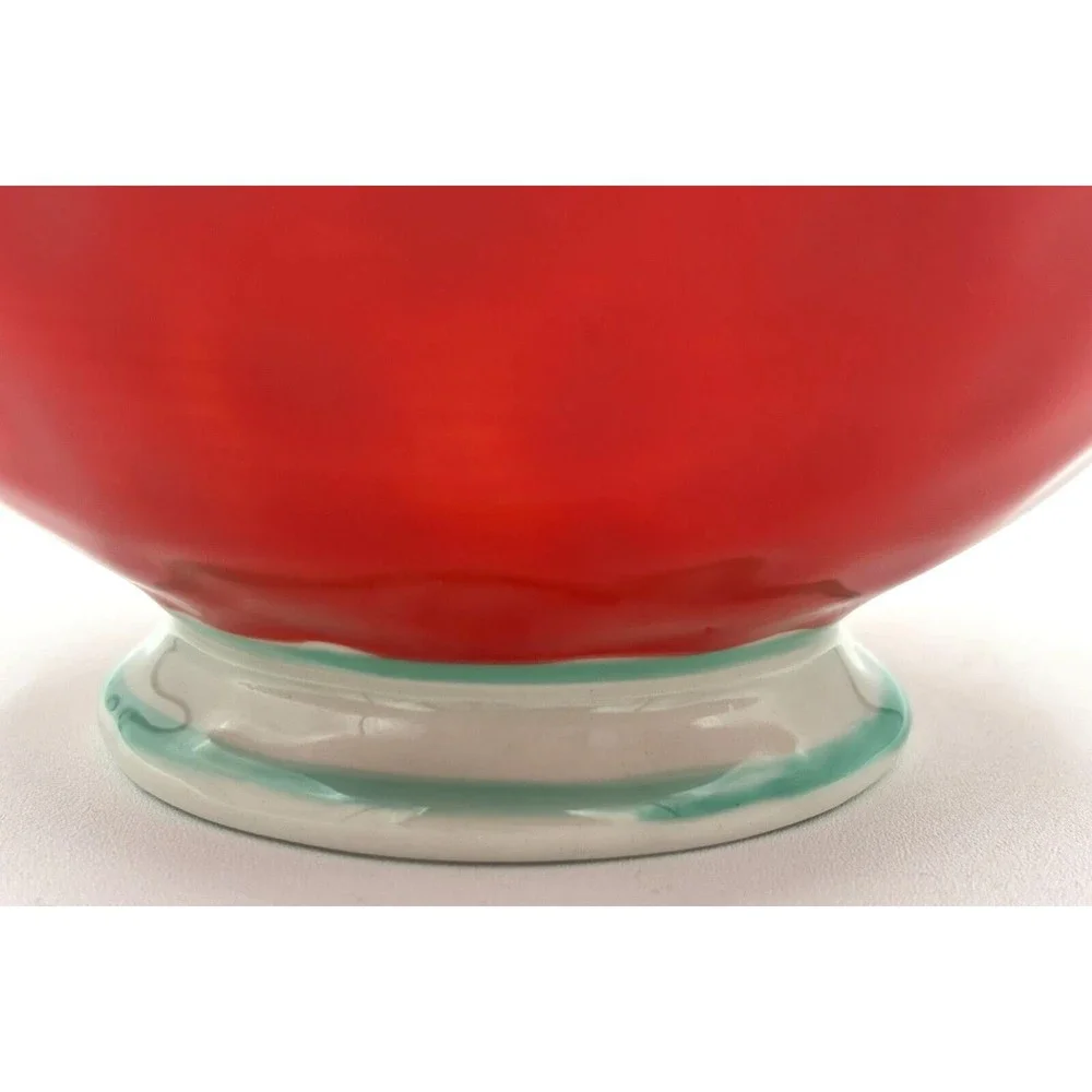 ANTHROPOLOGIE Footed Bowl Akaya Elka Red Bohemian Floral Handpainted Cereal Soup